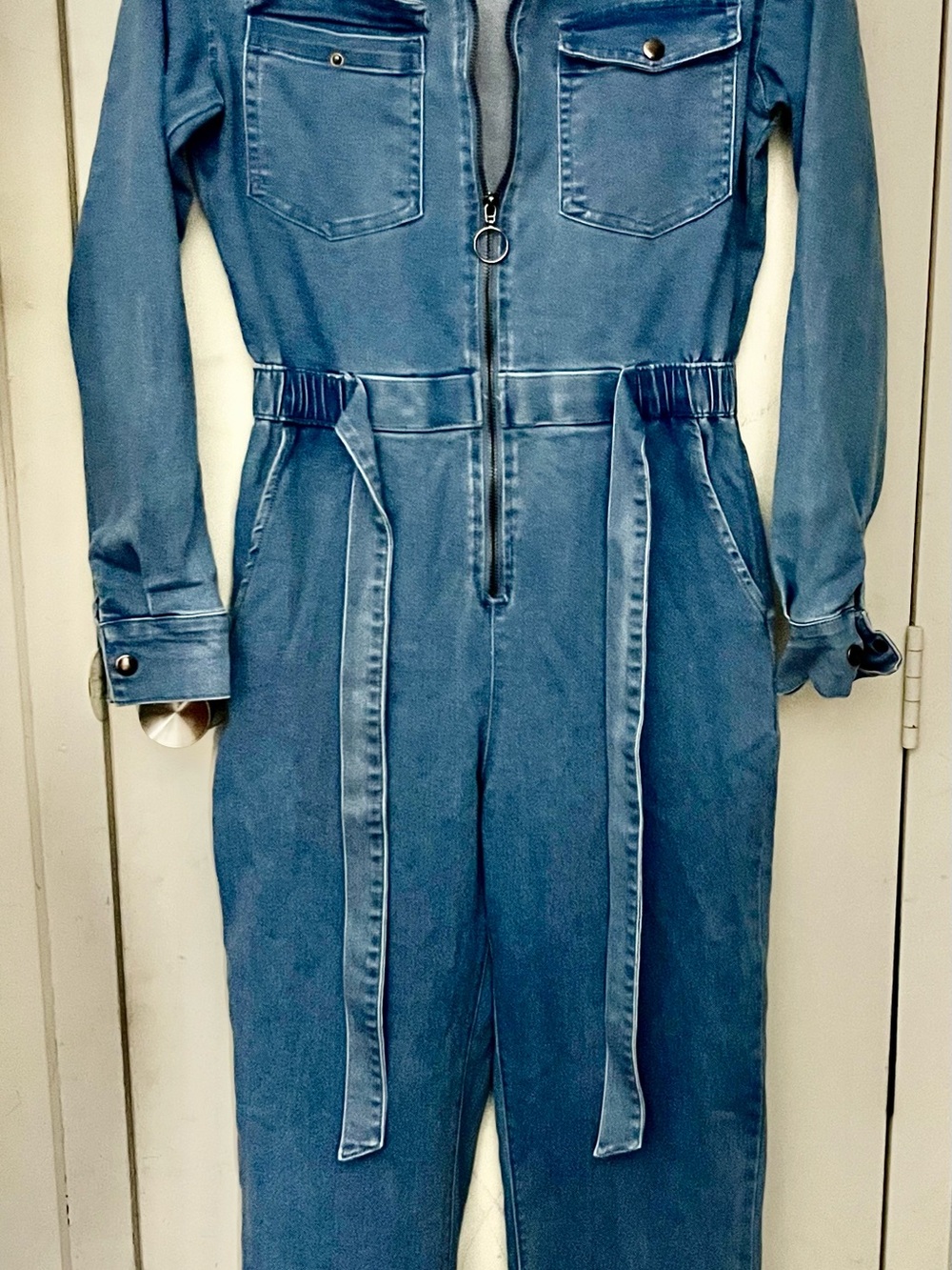 Vintage C'EST TOI Denim Zip-Front Jacket in Medium Blue